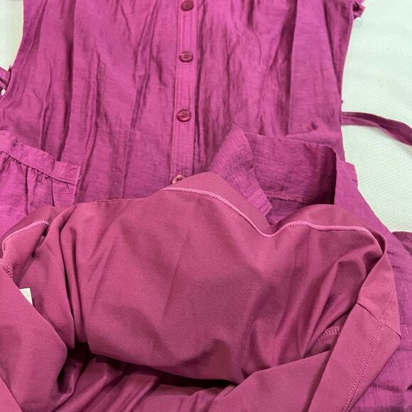 NY Collection Purple Orchid Short Sleeve Button Front Cotton Blend Dress - Picture 9 of 9